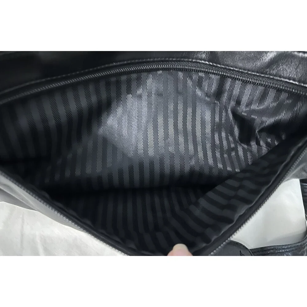 TUMI Black Leather Laptop Expandable Briefcase Pockets Shoulder Strap 9601D3